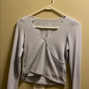 Hollister Light Blue Long Sleeve Cropped Shirt